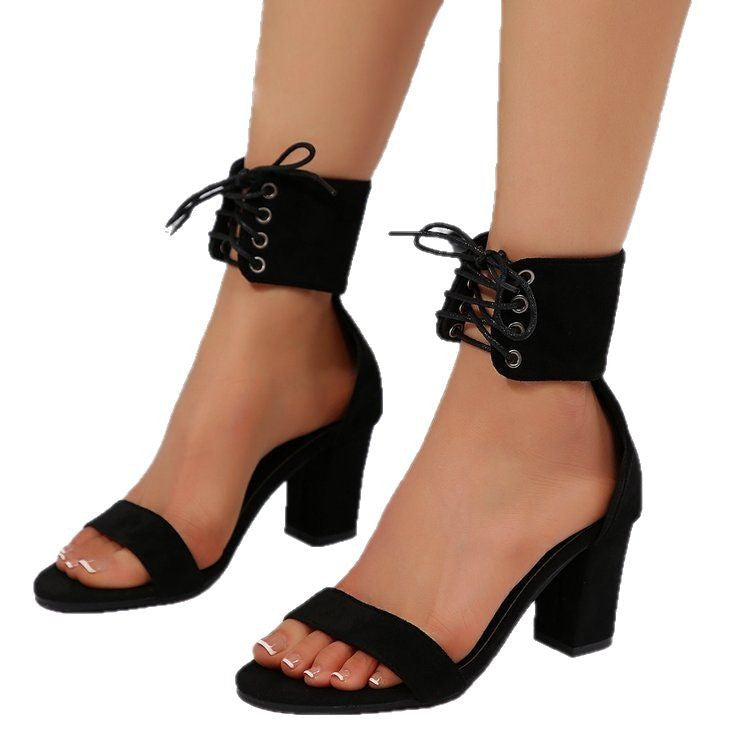 High Heel Strap Sandals New Retro Breathable Open Toe Sandals For Women