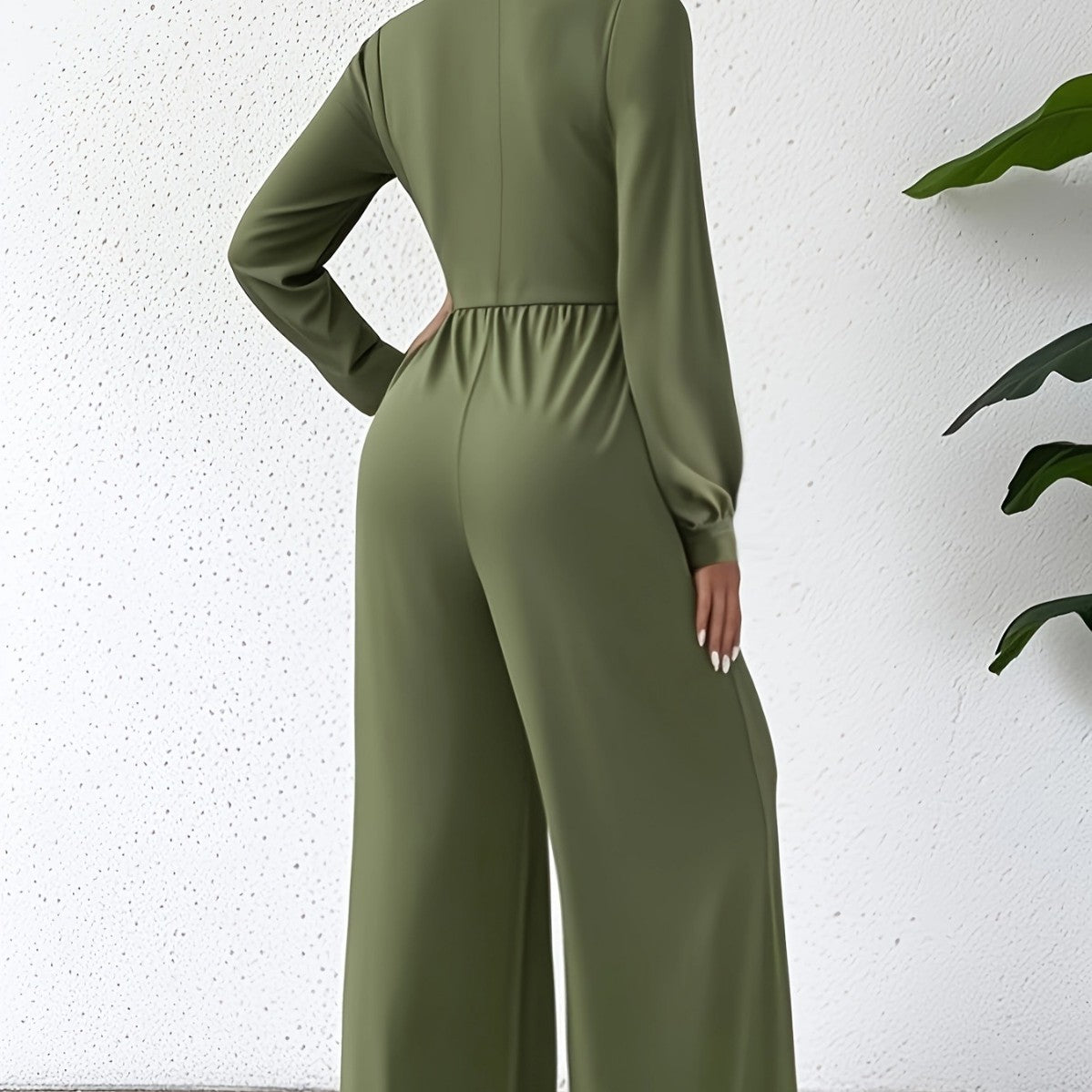 Women's Elegant V Neck Cross Tie Waist Jumpsuit