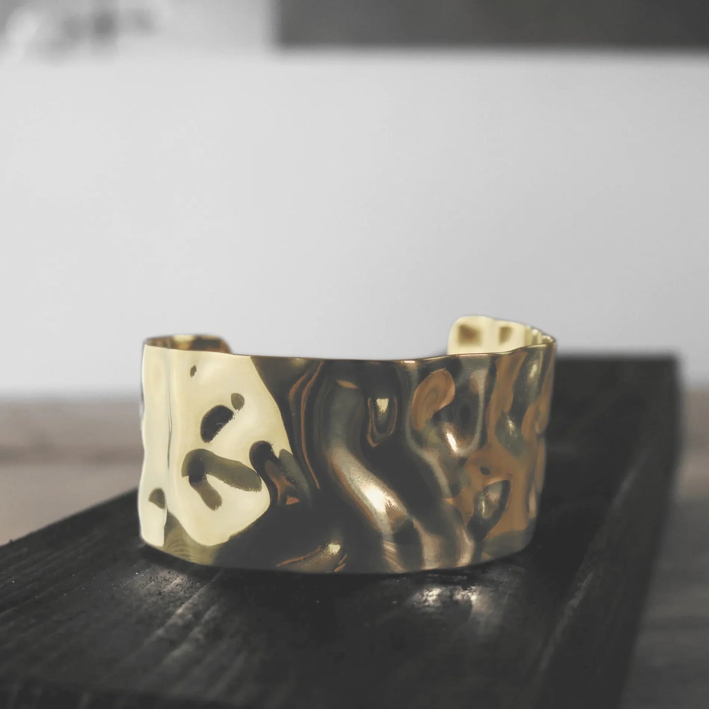 Courage Waterproof Organic Statement Cuff Bracelet 18K Gold Plating-3