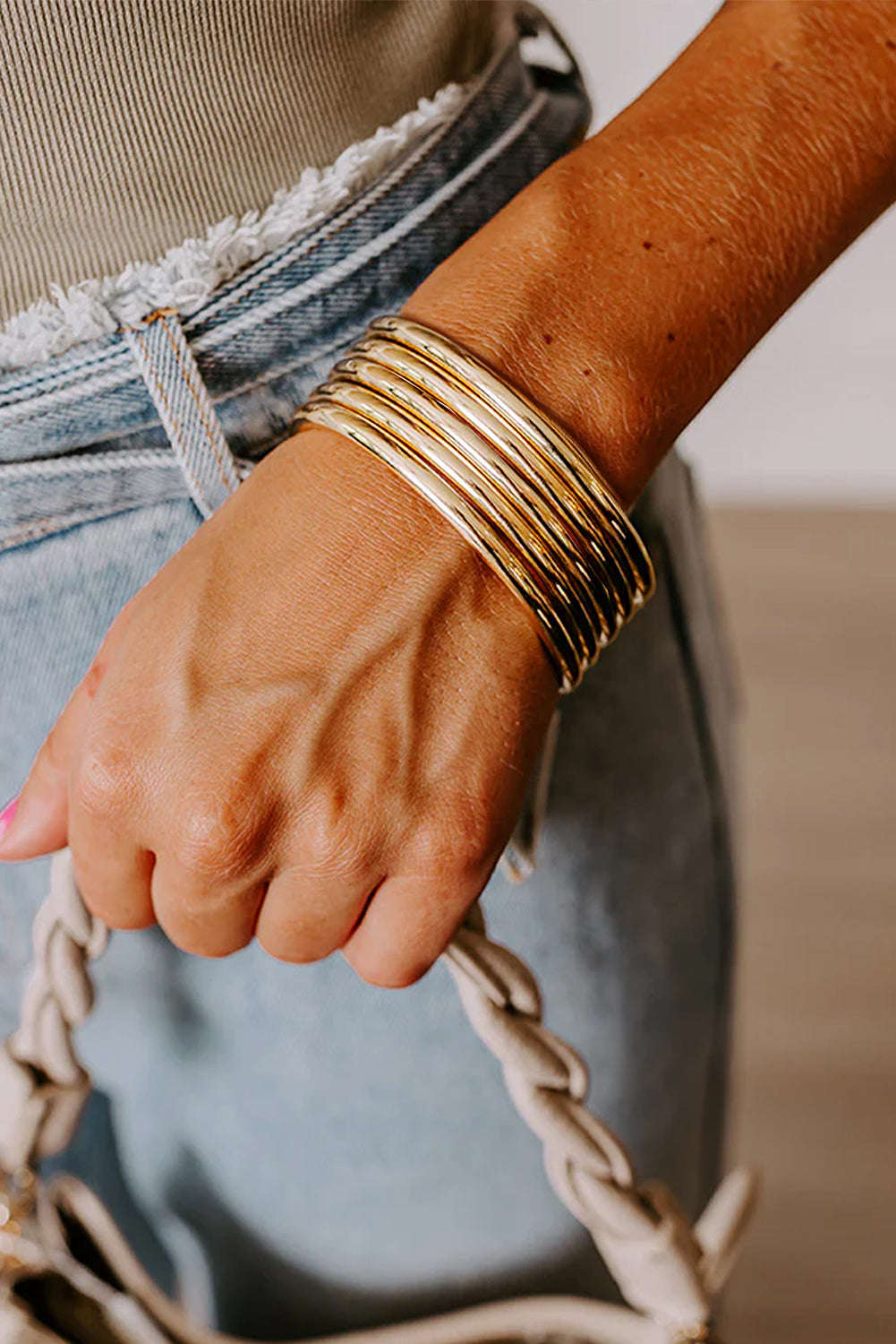 Gold Multi Layer Bangle Bracelet-3
