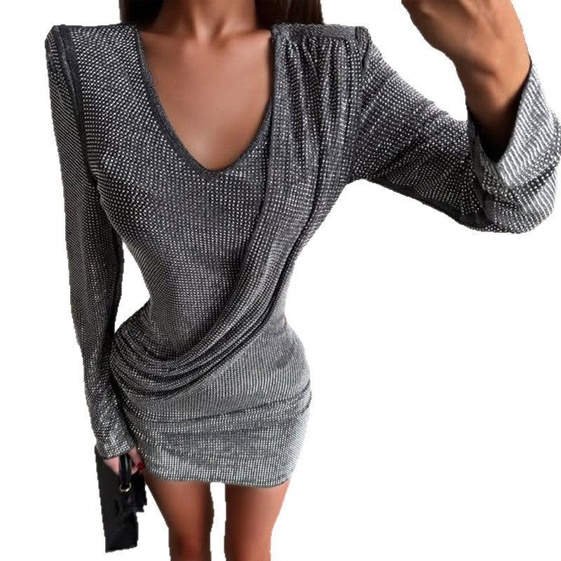 Womens Gold-Embossed Polyester Dress