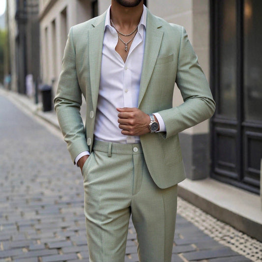 Mens Solid-Colored Business Suit Set