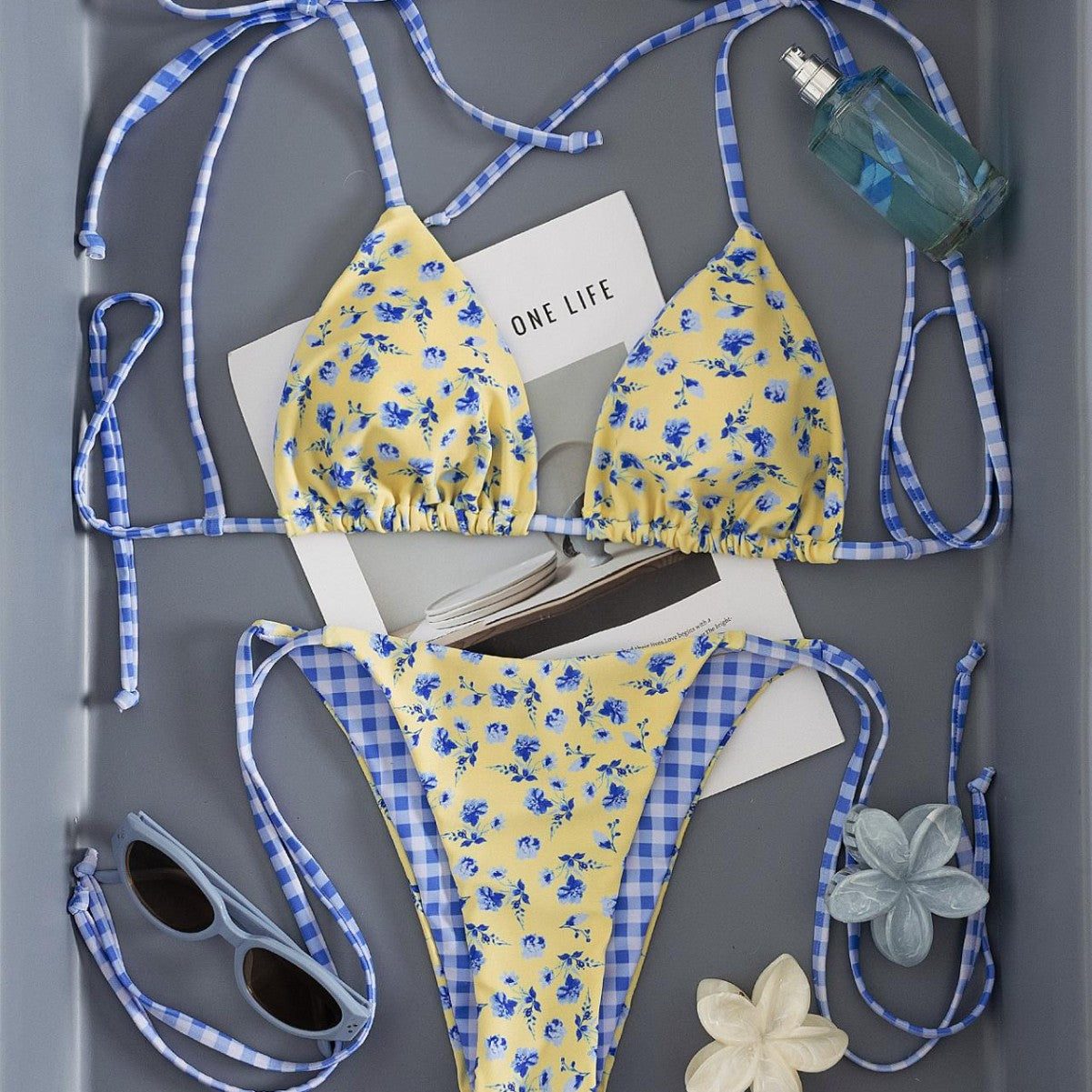 Sexy Lace Up Triangle Bikini Sizzling Beach Swimsuit