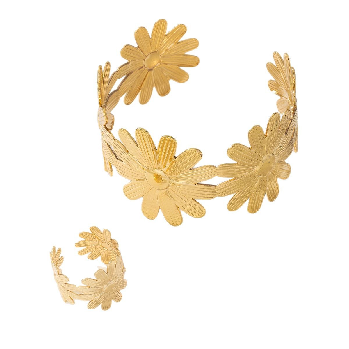 Elegant Natural And Fresh Open Bracelet With Flower Design Adjustable