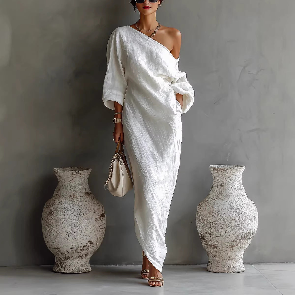 Breathable Asymmetrical One-shoulder Dress