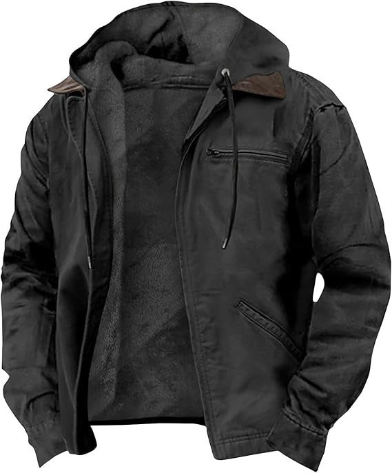 Men's Fleece-Lined Zip Pocket Jacket Coat