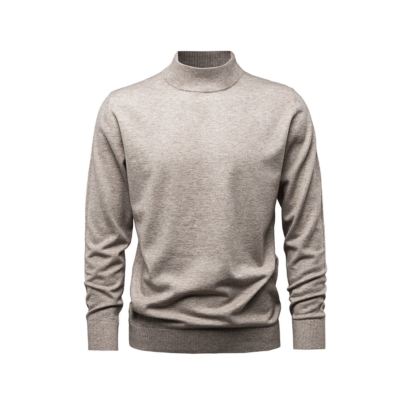 Men's Solid-Color Mock-Neck Knitted Sweater