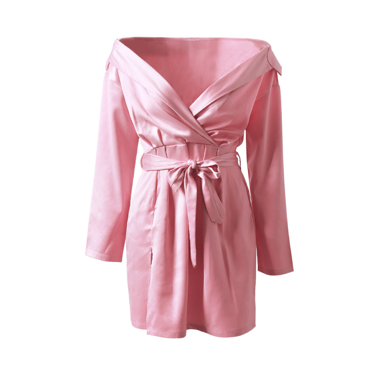 Womens Casual Slim-fit Short Shirt Dress