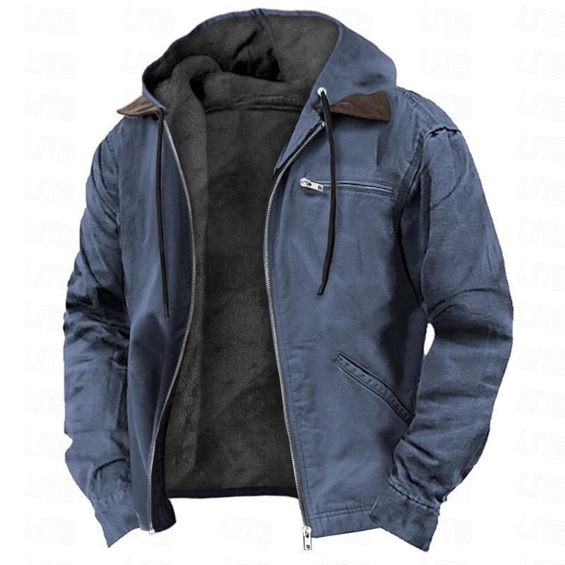 Men's Fleece-Lined Zip Pocket Jacket Coat