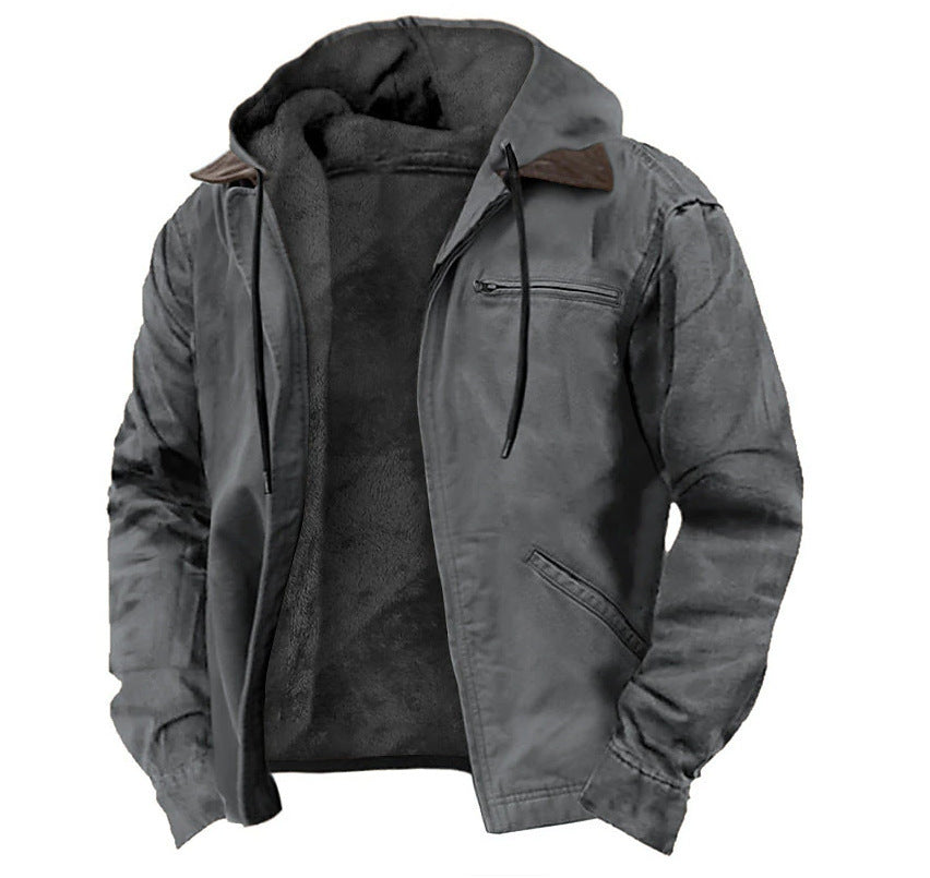 Men's Fleece-Lined Zip Pocket Jacket Coat