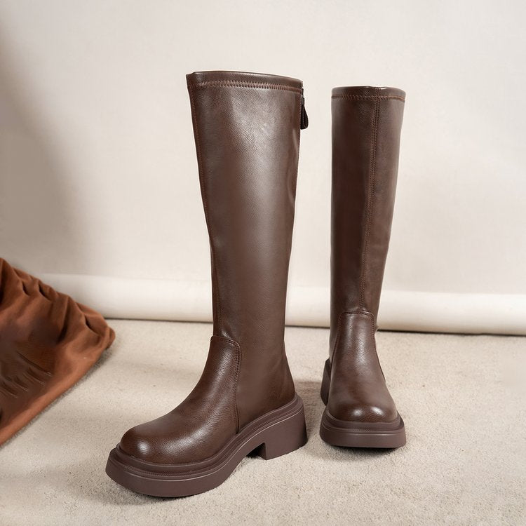 Womens Thick-soled Height-enhancing Slimming Riding Boots