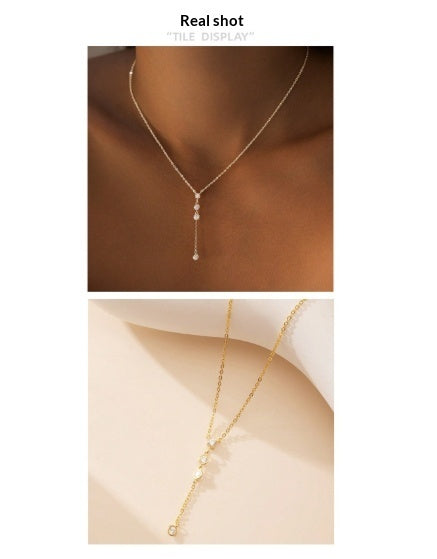 925 Silver Light Luxury Minimalist Y-Shaped Geometric Necklace Niche Designer-Style Jewelry