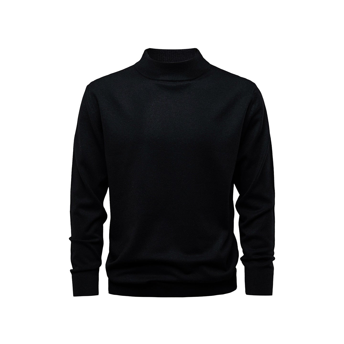 Men's Solid-Color Mock-Neck Knitted Sweater