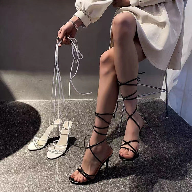 High Heel Sandals Women's Round Toe Strap Stiletto Heel