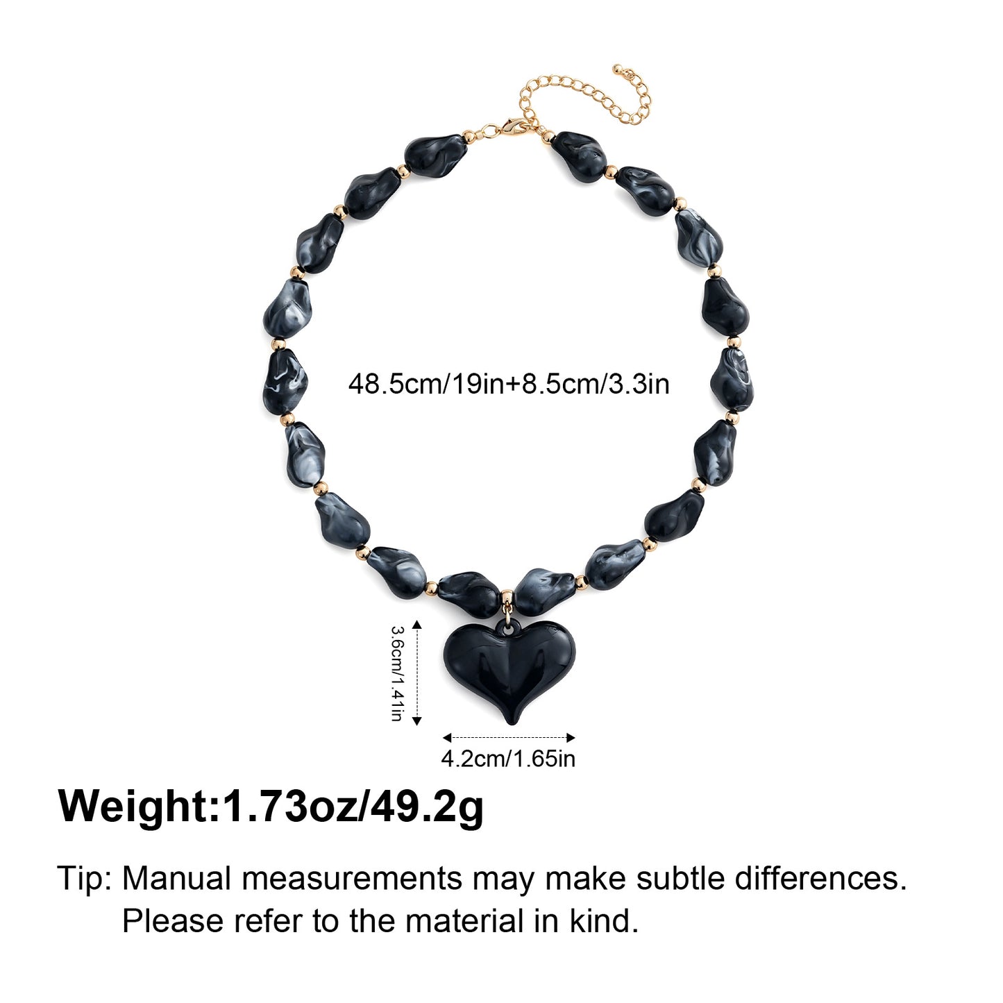 Diamond-shaped Acrylic Pendant Necklace With Large Resin Heart Design