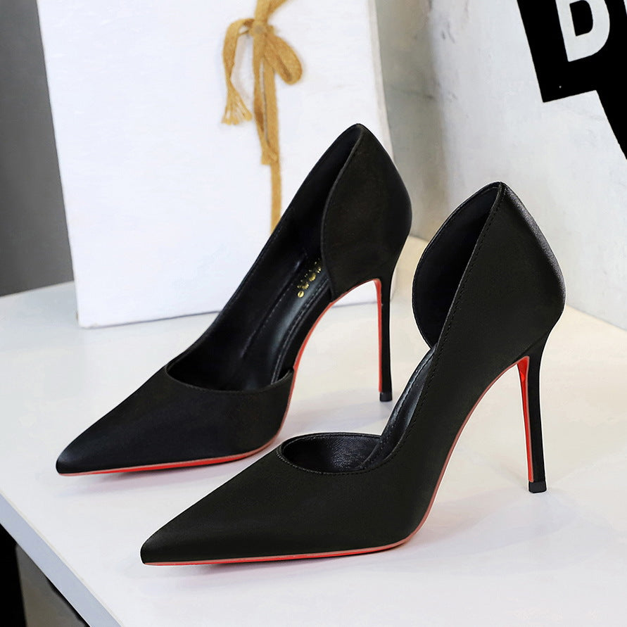Pointed Toe Shallow Mouth Red Bottom High Heels Women