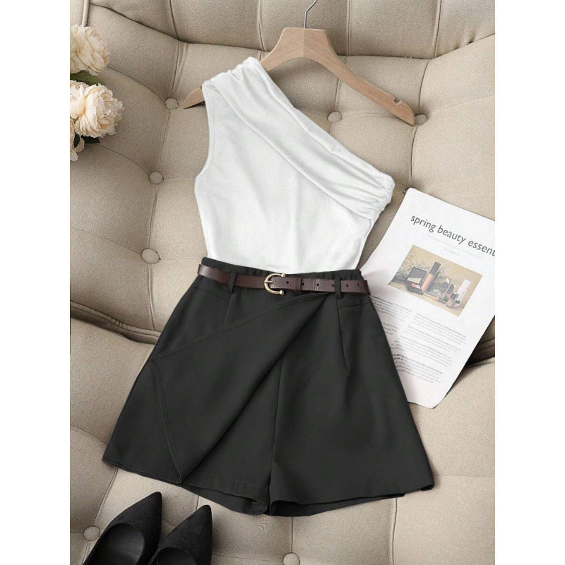 Fashionable All-match Commuter High Elastic Black Shorts