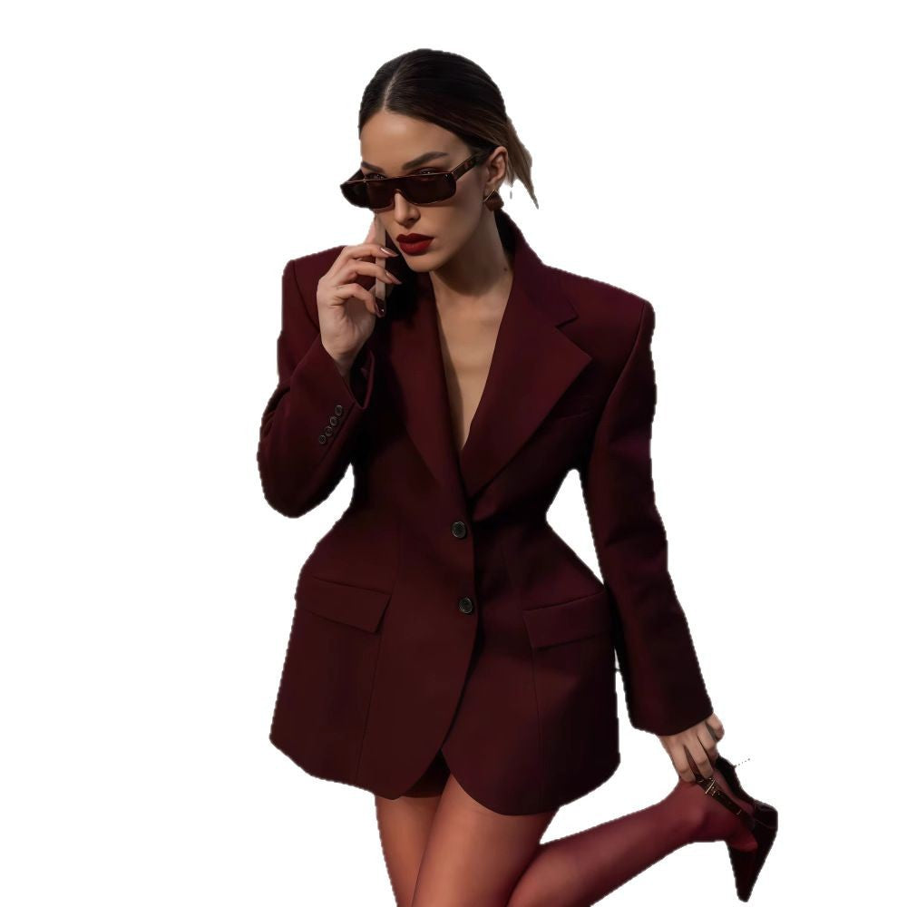 Womens High-end Blazer-style Cardigan With A Lapel Collar