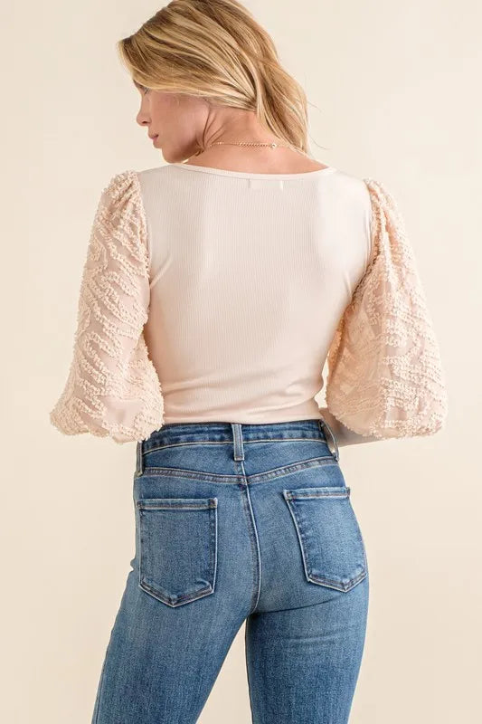 And The Why Textured Puff Sleeve Bodysuit-3