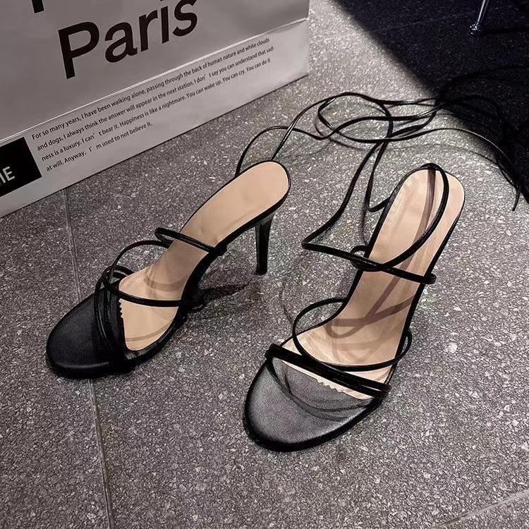 High Heel Sandals Women's Round Toe Strap Stiletto Heel