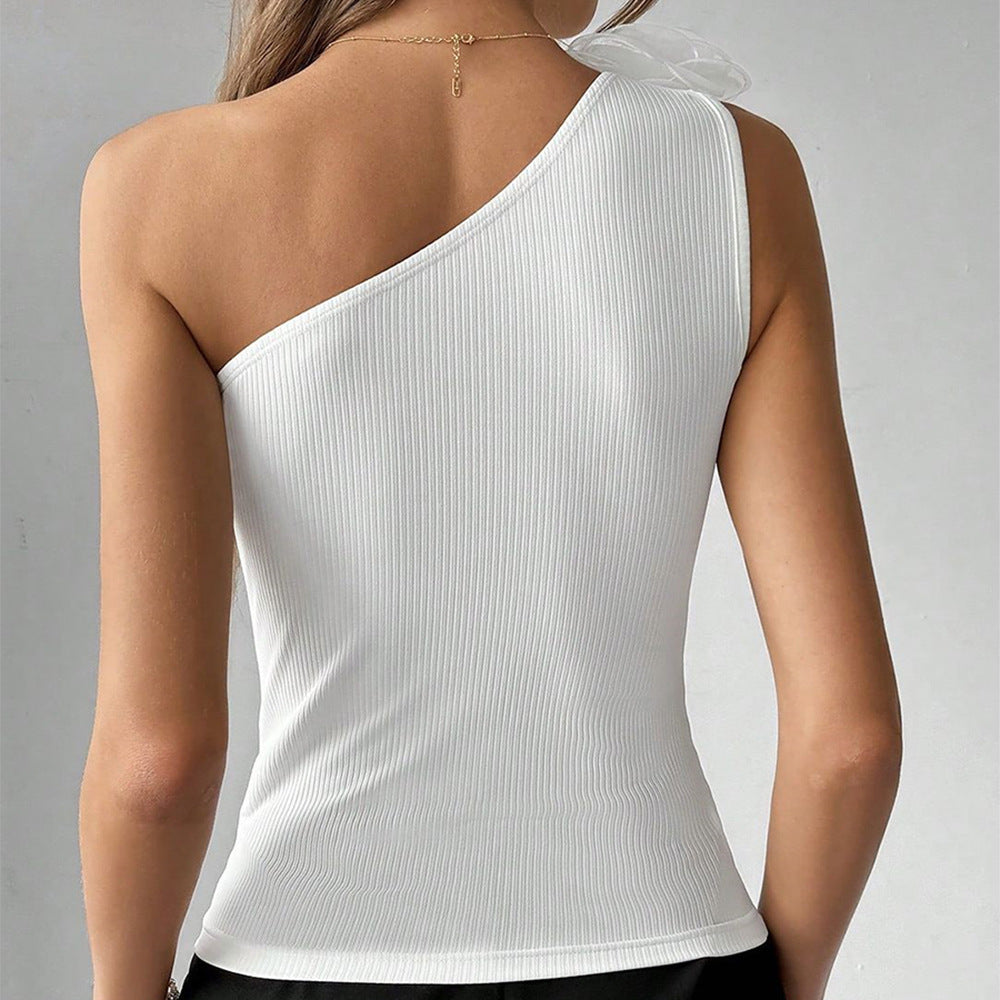 Asymmetrical-neck 3D-decorated Western-style Vest For Women