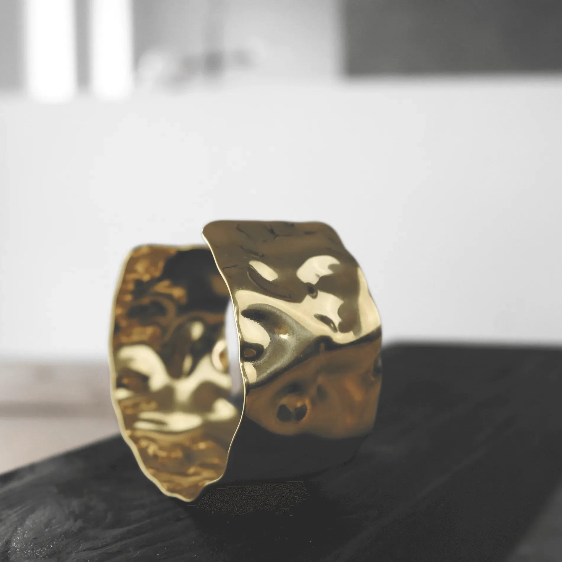Courage Waterproof Organic Statement Cuff Bracelet 18K Gold Plating-2