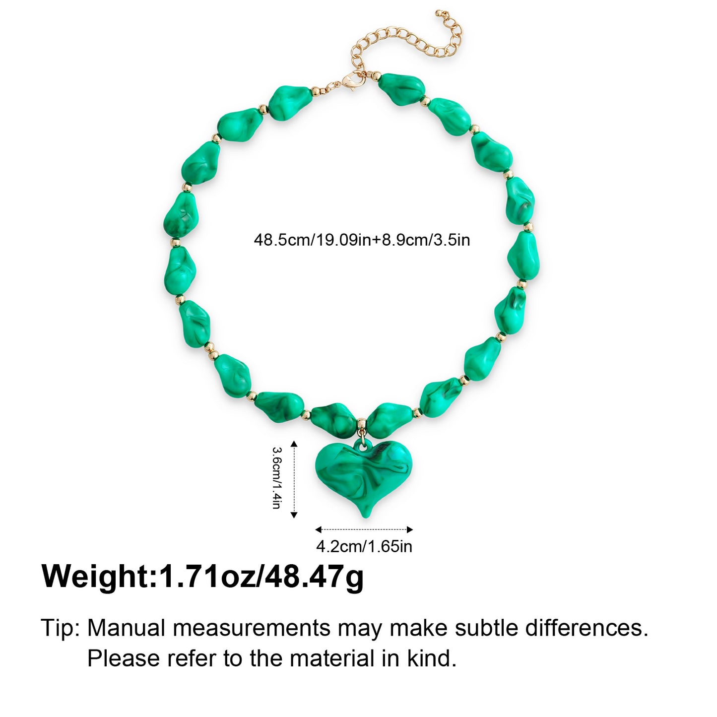 Diamond-shaped Acrylic Pendant Necklace With Large Resin Heart Design