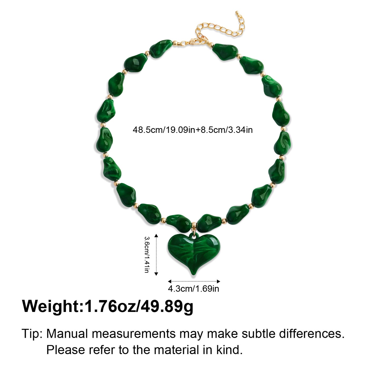 Diamond-shaped Acrylic Pendant Necklace With Large Resin Heart Design