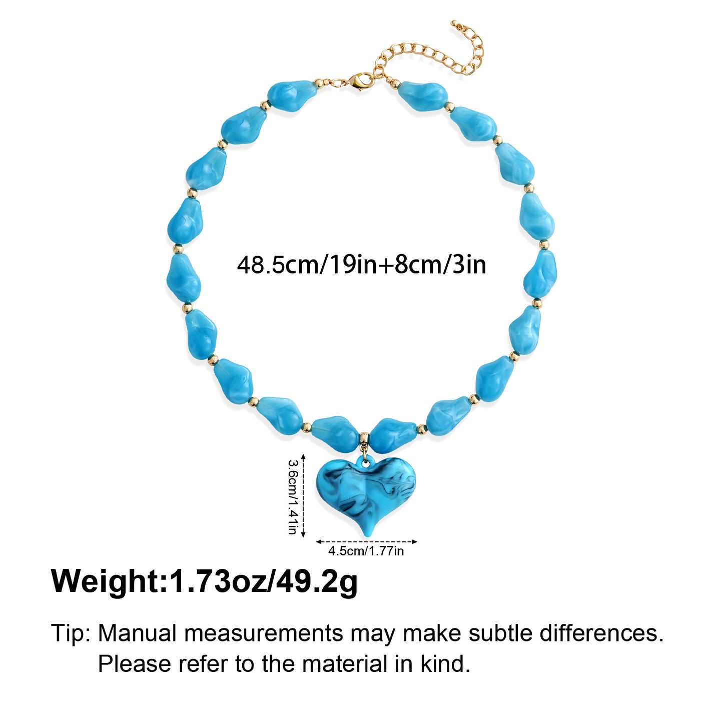 Diamond-shaped Acrylic Pendant Necklace With Large Resin Heart Design