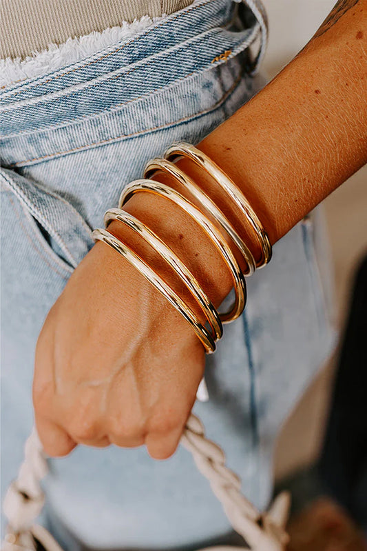 Gold Multi Layer Bangle Bracelet-0