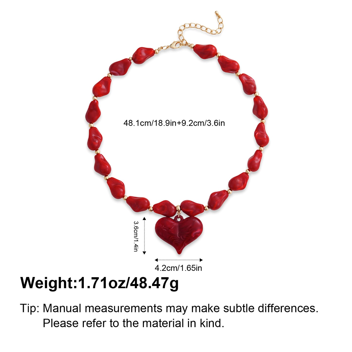 Diamond-shaped Acrylic Pendant Necklace With Large Resin Heart Design