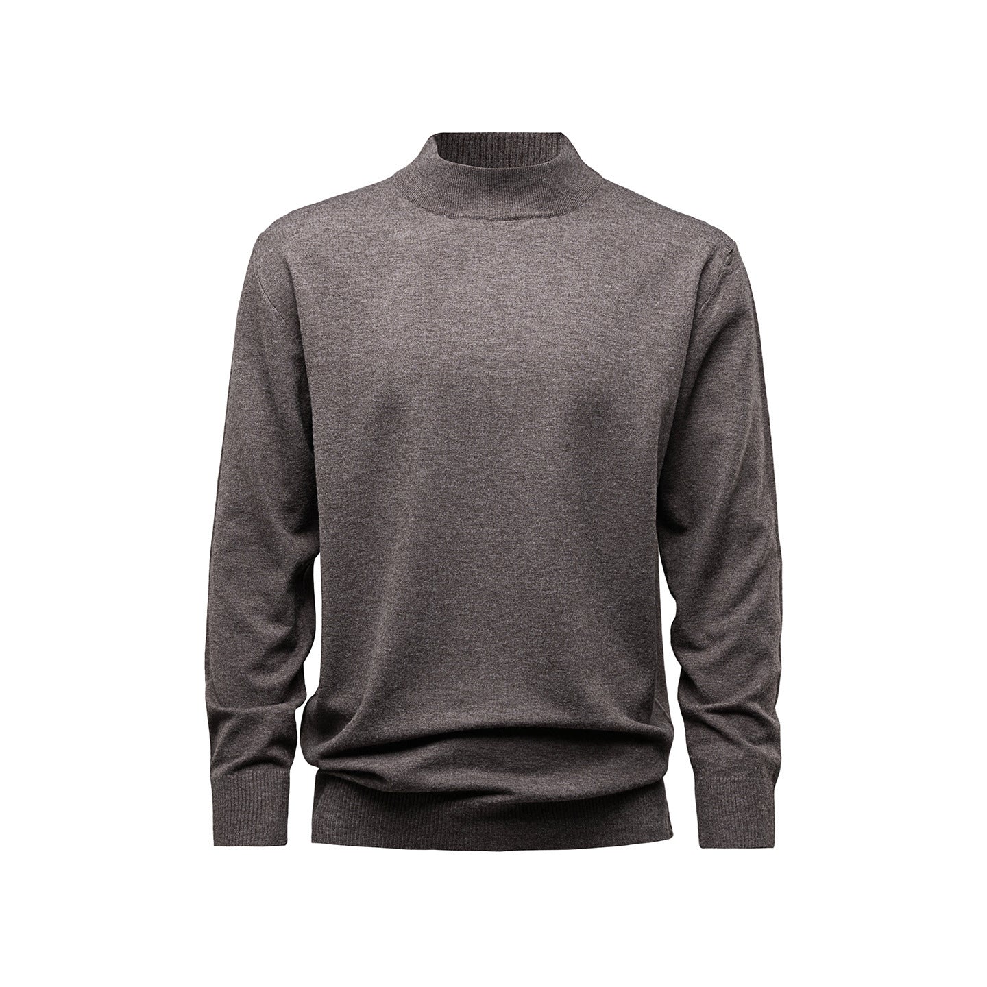 Men's Solid-Color Mock-Neck Knitted Sweater