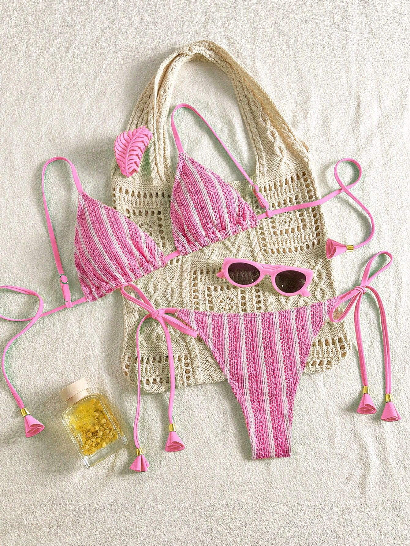 European And American-style Bikini Set Made From Special Fabric Multi-color Lace-up Swimsuit