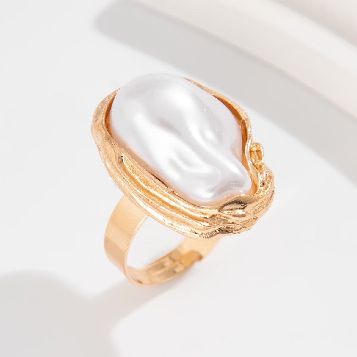 1PC Vacation Style Starfish & Seashell Ring - Irregular Pearl Ring, Minimalist & Elegant, INS-Inspired
