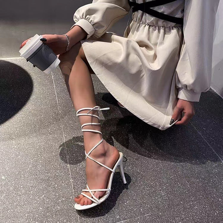 High Heel Sandals Women's Round Toe Strap Stiletto Heel