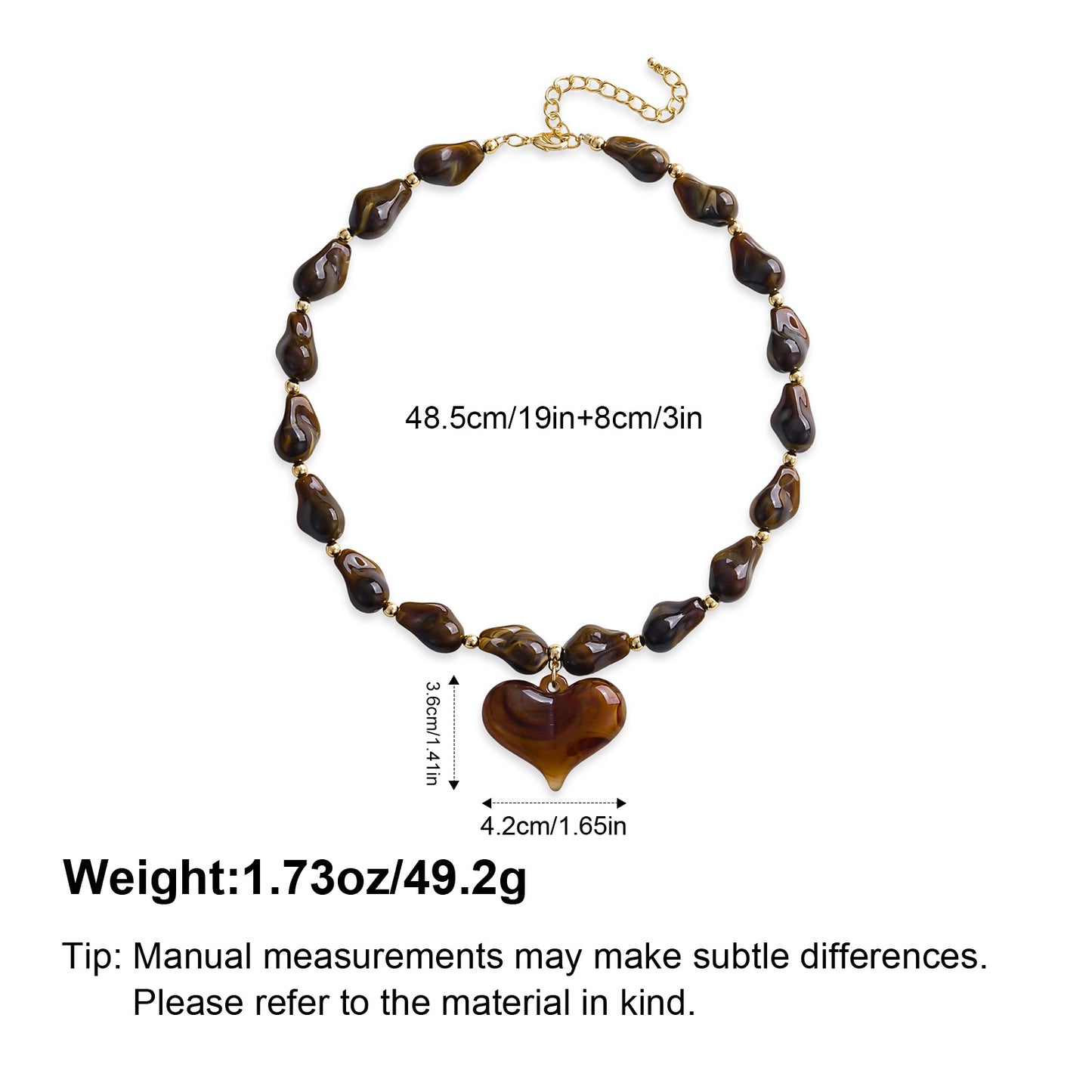 Diamond-shaped Acrylic Pendant Necklace With Large Resin Heart Design