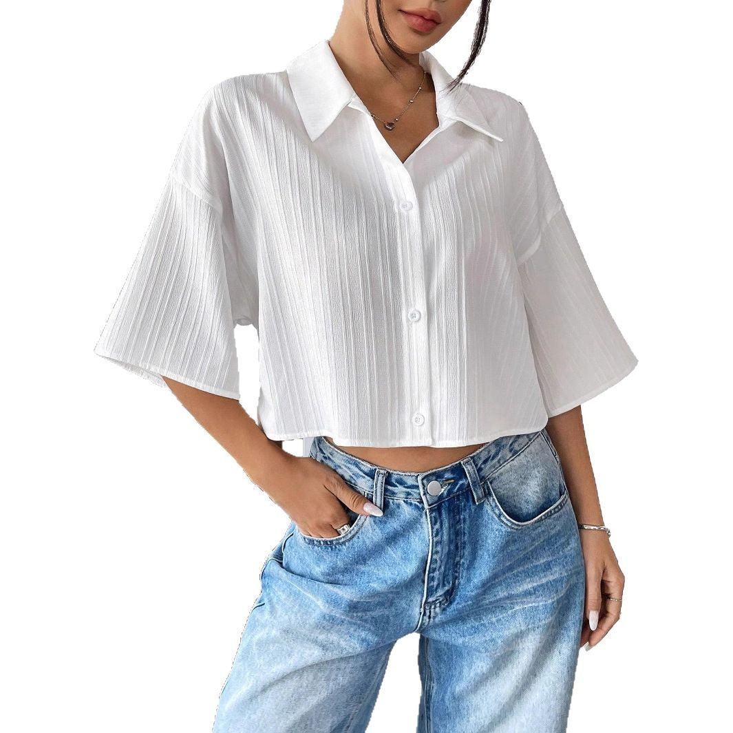 Women's White Short Sleeve Blouse
