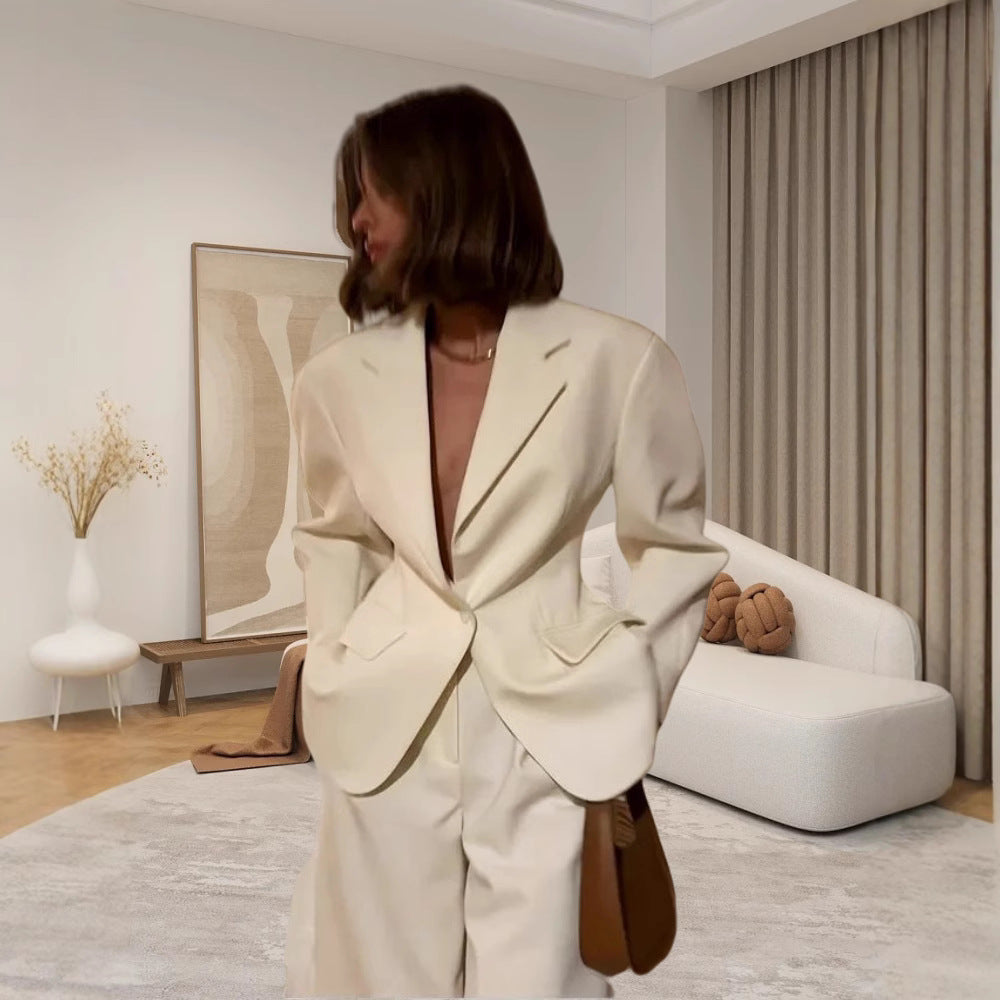 Womens High-end Blazer-style Cardigan With A Lapel Collar