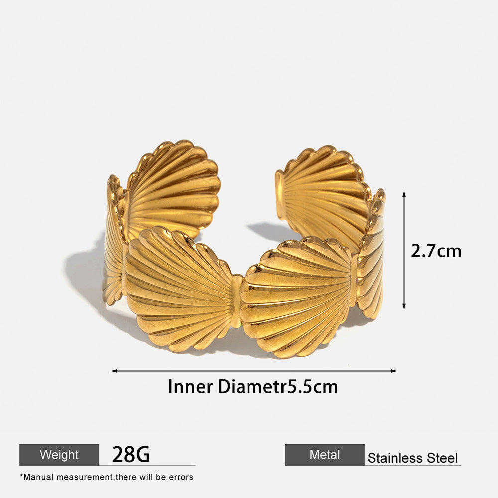 Stainless Steel Open Bangle Bracelet 18k Gold-plated