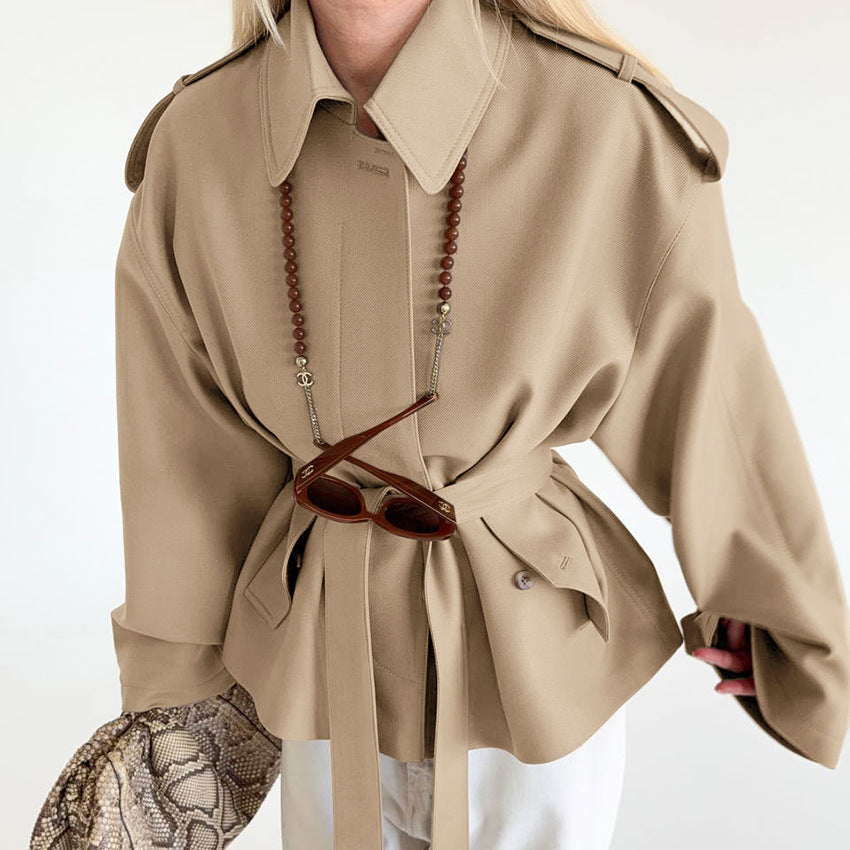 Long Sleeve Cardigan Trench Coat Design Sense Temperament Leisure