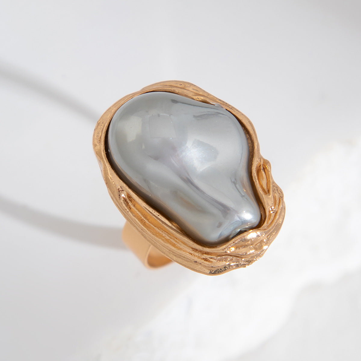 1PC Vacation Style Starfish & Seashell Ring - Irregular Pearl Ring, Minimalist & Elegant, INS-Inspired