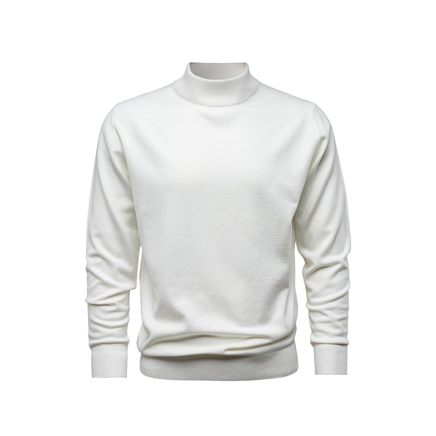 Men's Solid-Color Mock-Neck Knitted Sweater