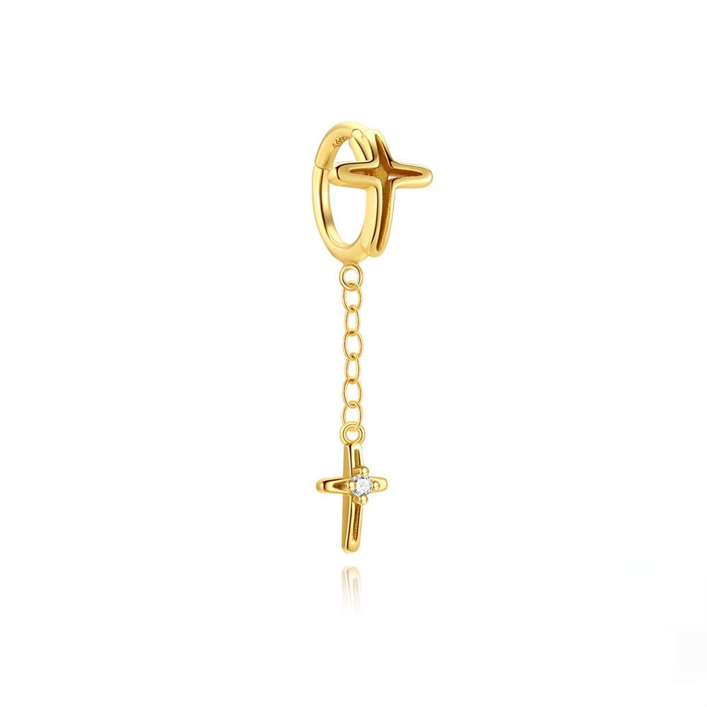 European And American-style Fashion Cross-chain Tassel Earrings