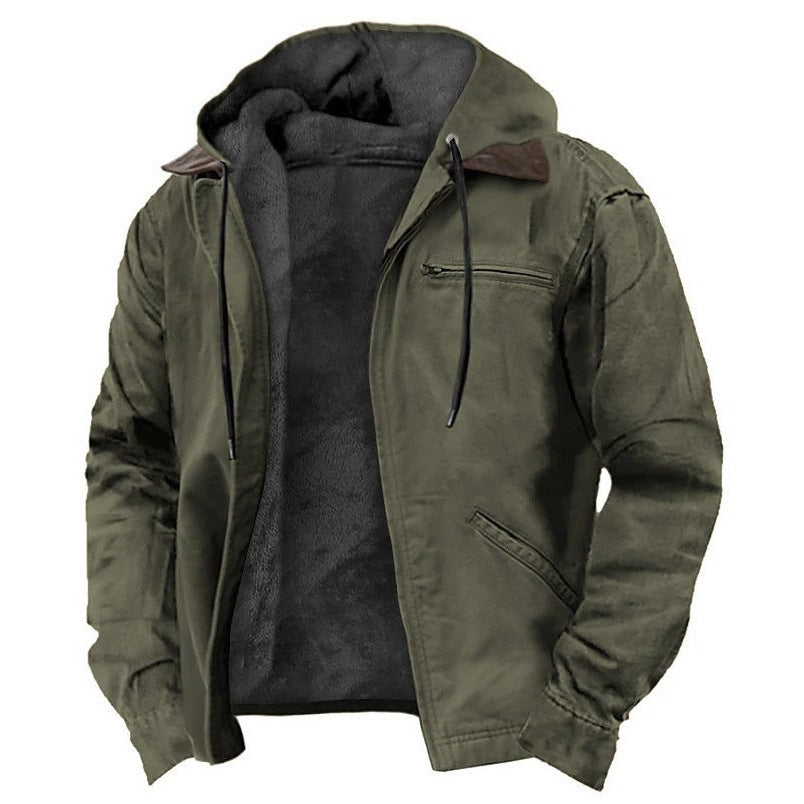 Men's Fleece-Lined Zip Pocket Jacket Coat
