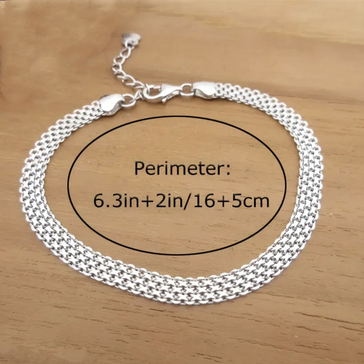 Silver Plated Embossed Grid Flat Bracelet