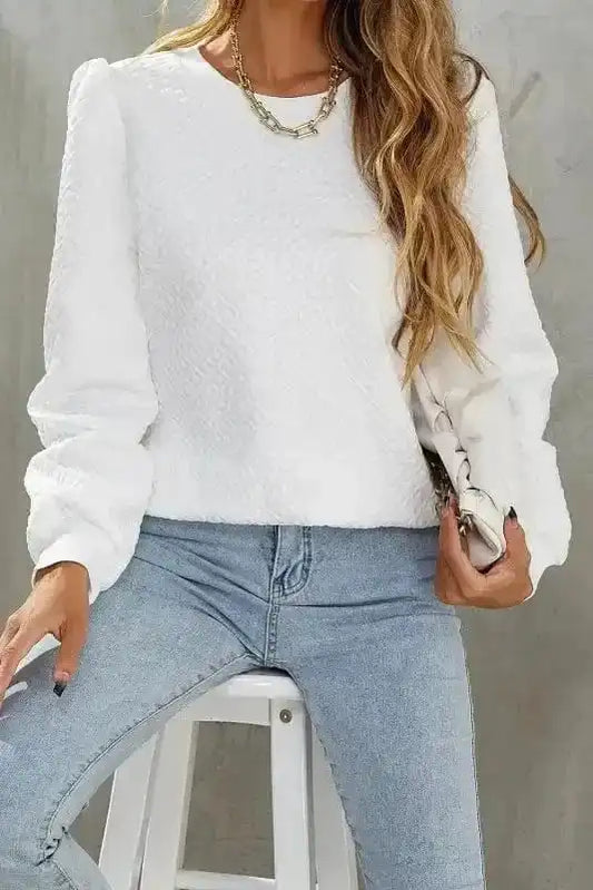 Ivory Elegance Textured Top