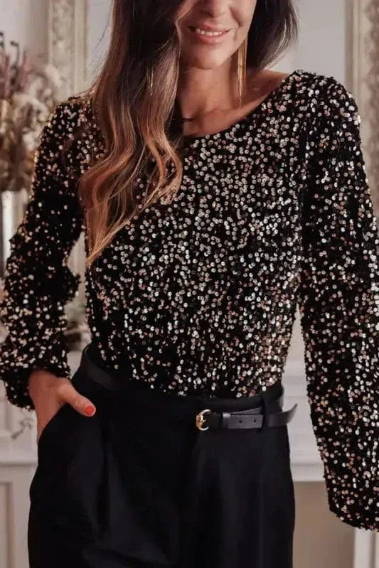 Glitter Gala Backless Bodysuit