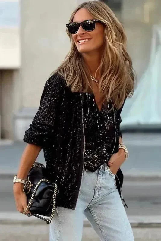 Sequin Swirl Zip-Up Jacket-3