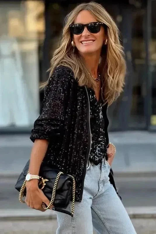 Sequin Swirl Zip-Up Jacket-1