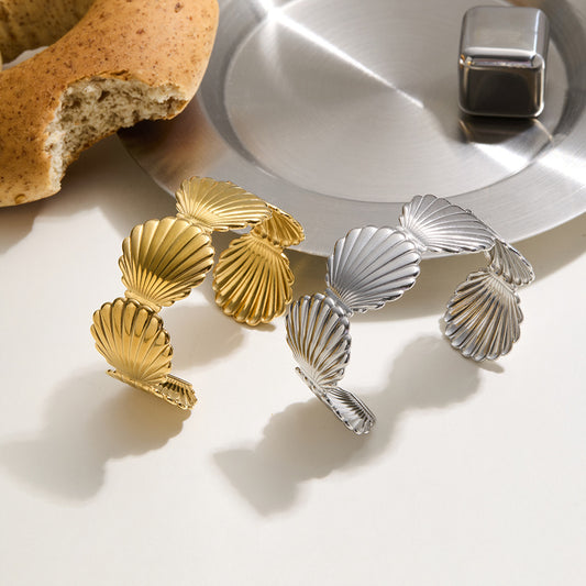 Stainless Steel Open Bangle Bracelet 18k Gold-plated